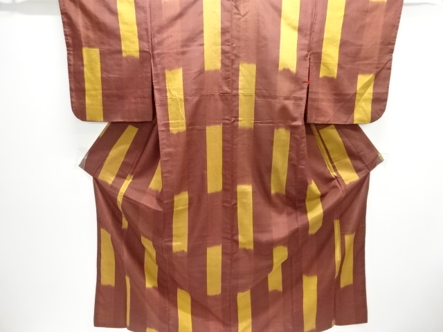 JAPANESE KIMONO / ANTIQUE KIMONO / SILK / YONEZAWA TSUMUGI / WOVEN ABSTRACT STRIPE